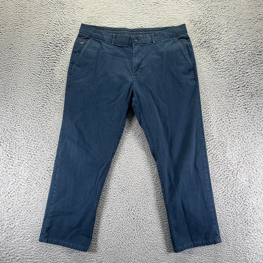 Reserved Pant Mens 36x26 Blue Cotton Chino Straight Slim Business Preppy Stretch